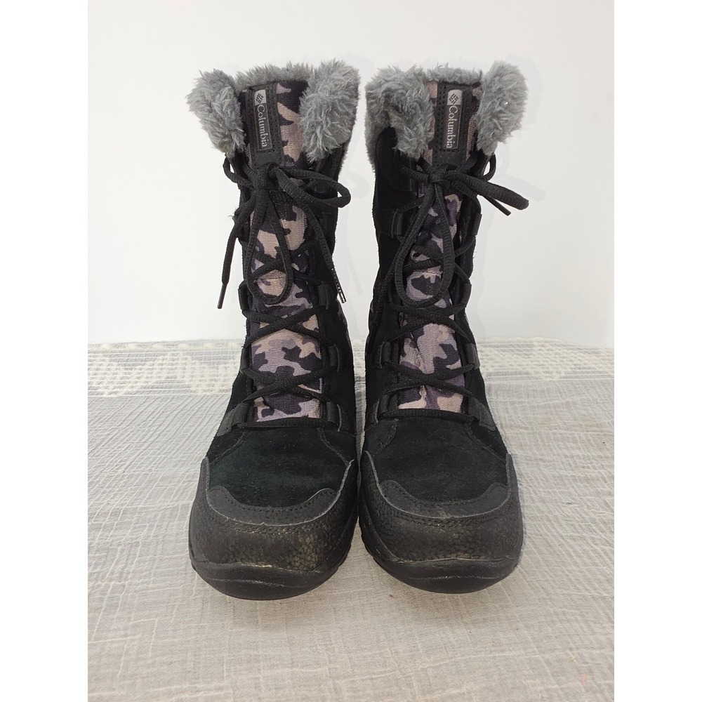 Columbia Ice Maiden II Black Camo Waterproof Snow Boots BL1581-013 Womens 7